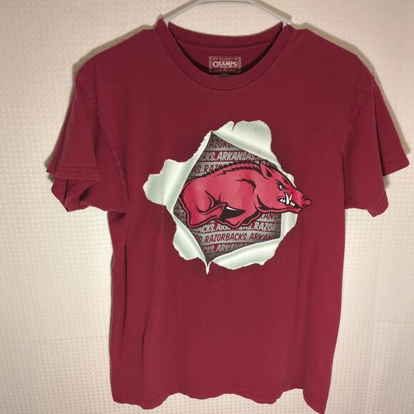 Arkansas Razorbacks S Red 3D Ripped Graphic T-Shirt Champs Sports Team Apparel - Picture 1 of 4